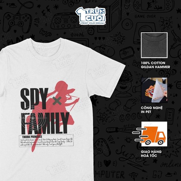  Áo thun Spy x Family: Thorn Princess, Trùm Cuối Manga Anime, Unisex Cotton 100% 4 màu nam nữ 0015 