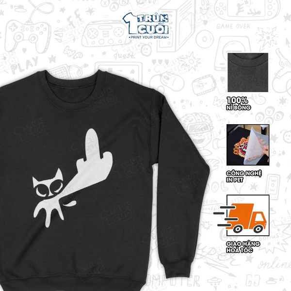  Áo sweater Mèo Doodle, Trùm Cuối Meme, Unisex Nỉ bông 100% 2 màu nam nữ 0512 
