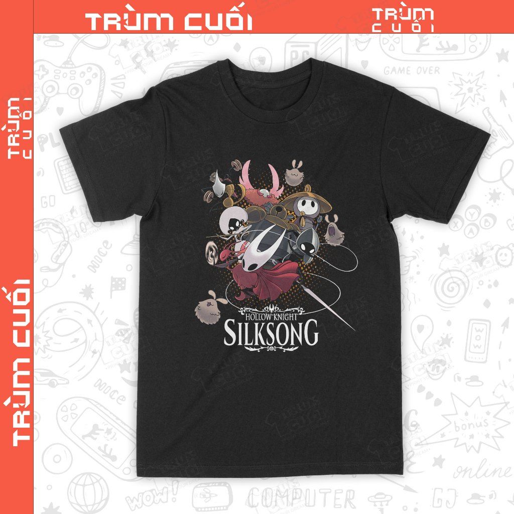  Áo thun Hollow Knight' Silksong, Trùm Cuối Game, Unisex Cotton 100% 2 màu nam nữ 0526 