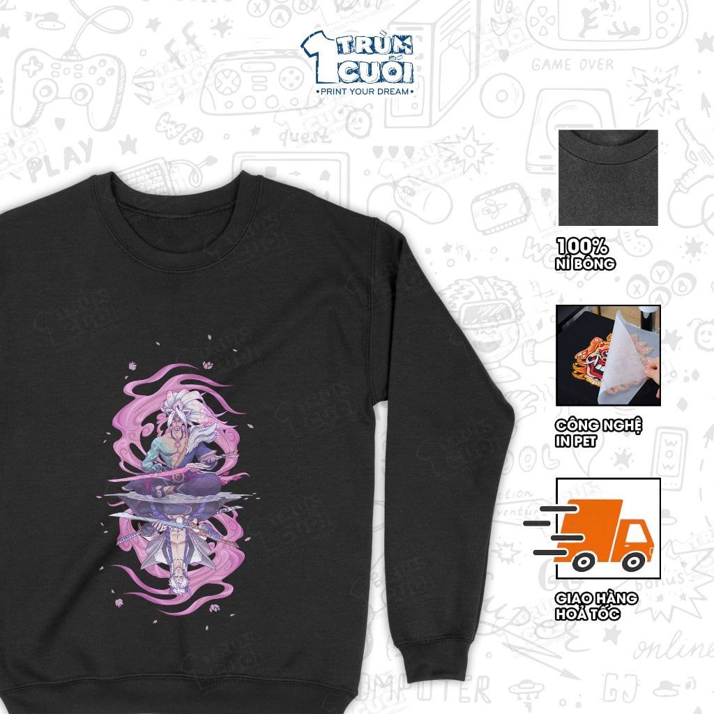  Áo sweater BST Hoa Linh Lục Địa - Liên Minh Huyền Thoại, Trùm Cuối Game, Unisex Nỉ bông 100% 2 màu nam nữ 