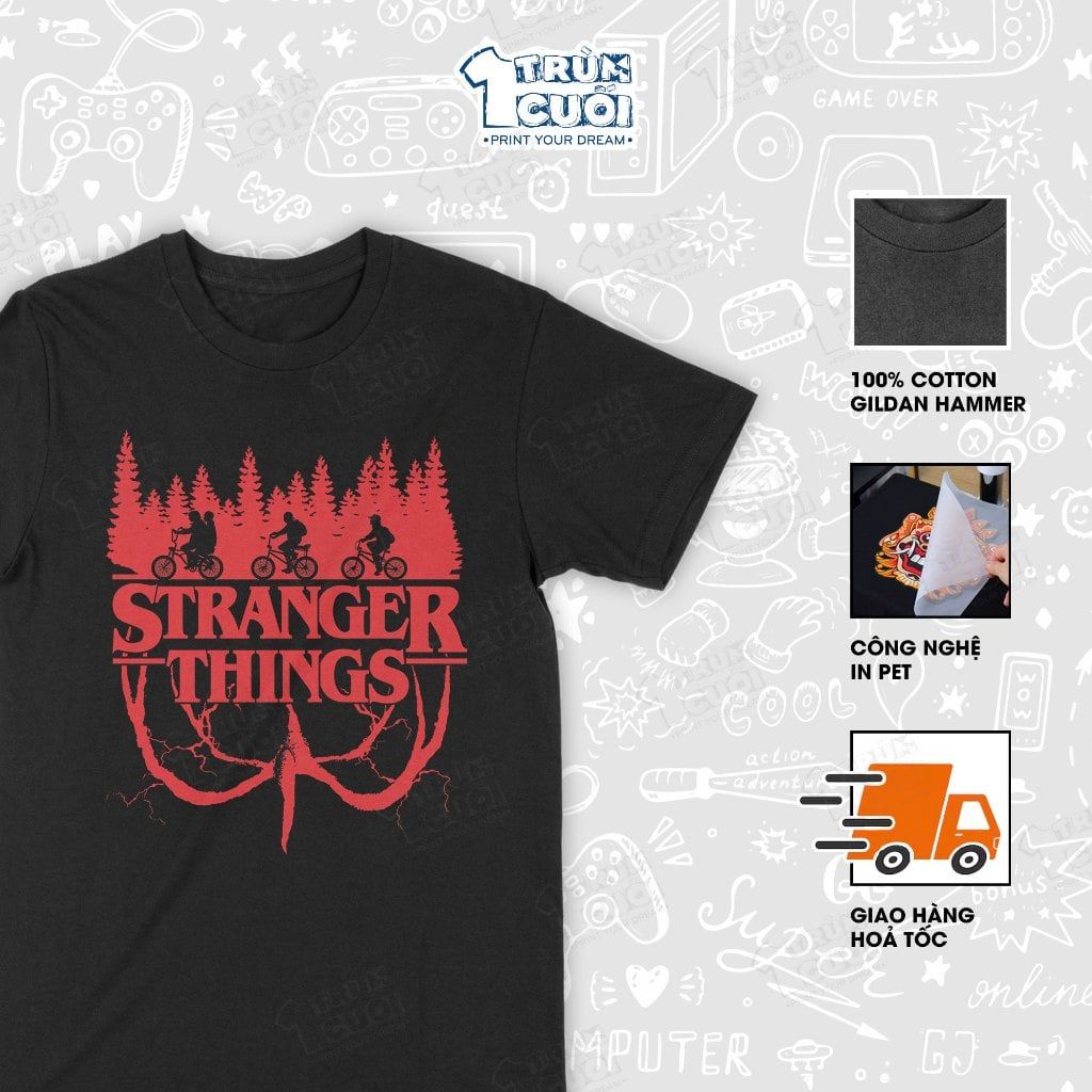 Áo thun Stranger Things, Trùm Cuối Cine, Unisex Cotton 100% 4 màu nam nữ 0530 