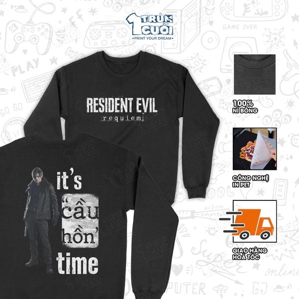  Áo sweater 2 mặt Leon - Resident Evil Requiem, Trùm Cuối Game, Unisex Nỉ bông 100% 2 màu nam nữ 0540 