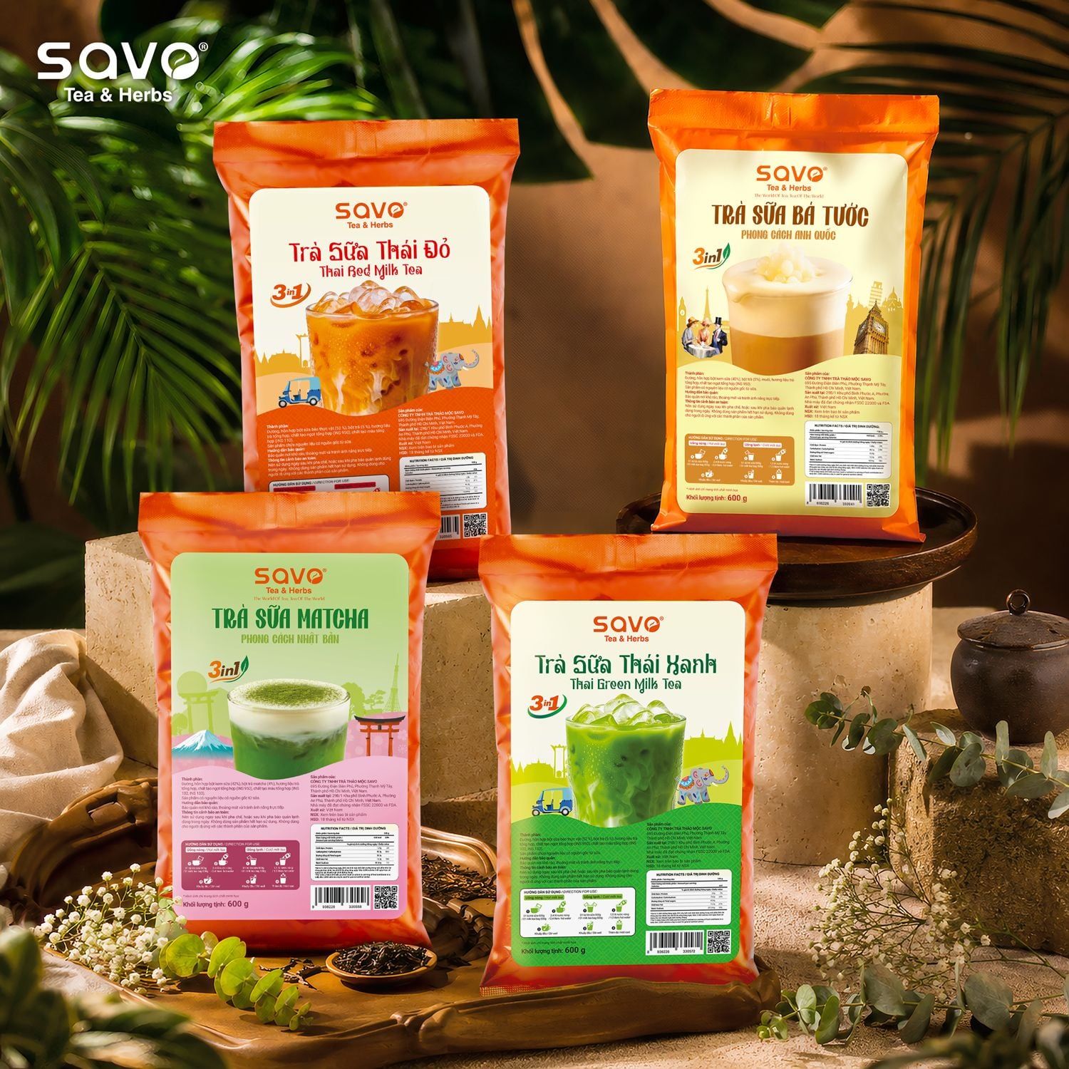  SAVO Trà Sữa Matcha (Túi 600g) 