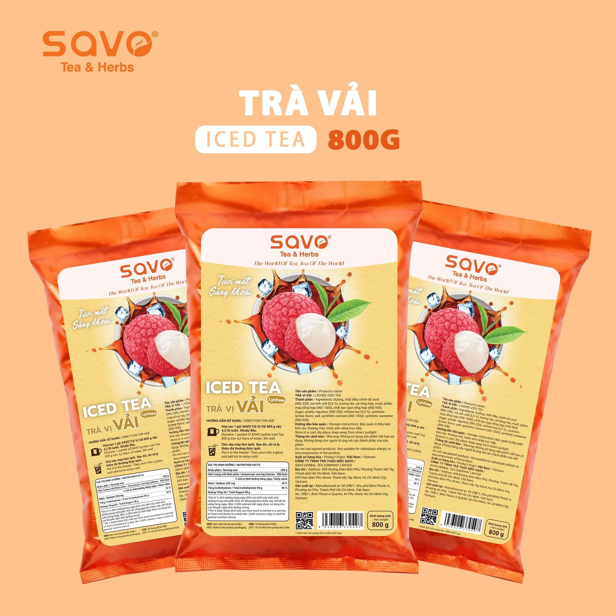  SAVO Iced Tea Vải (Túi 800g) 