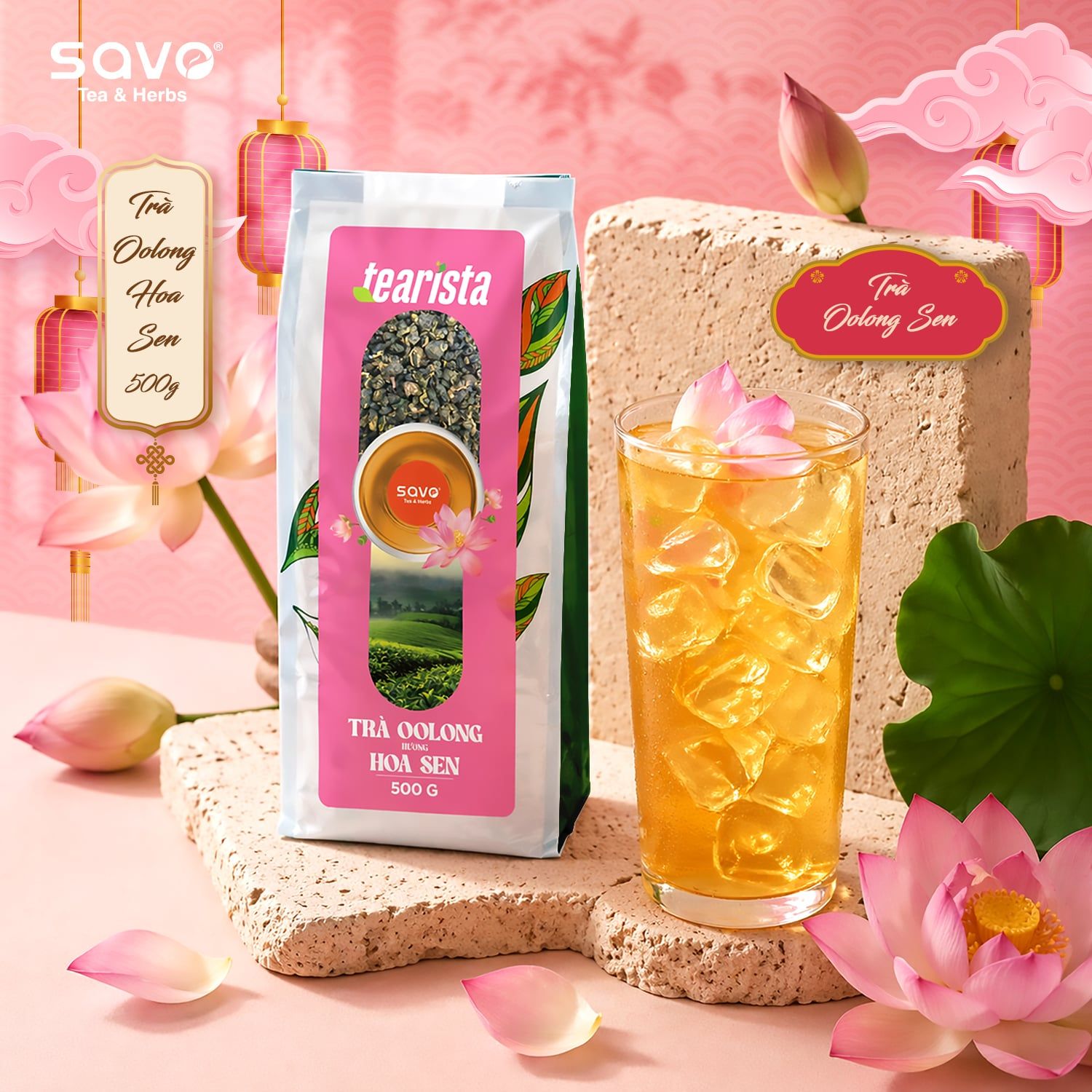  SAVO Oolong Hoa sen (túi 500g) 