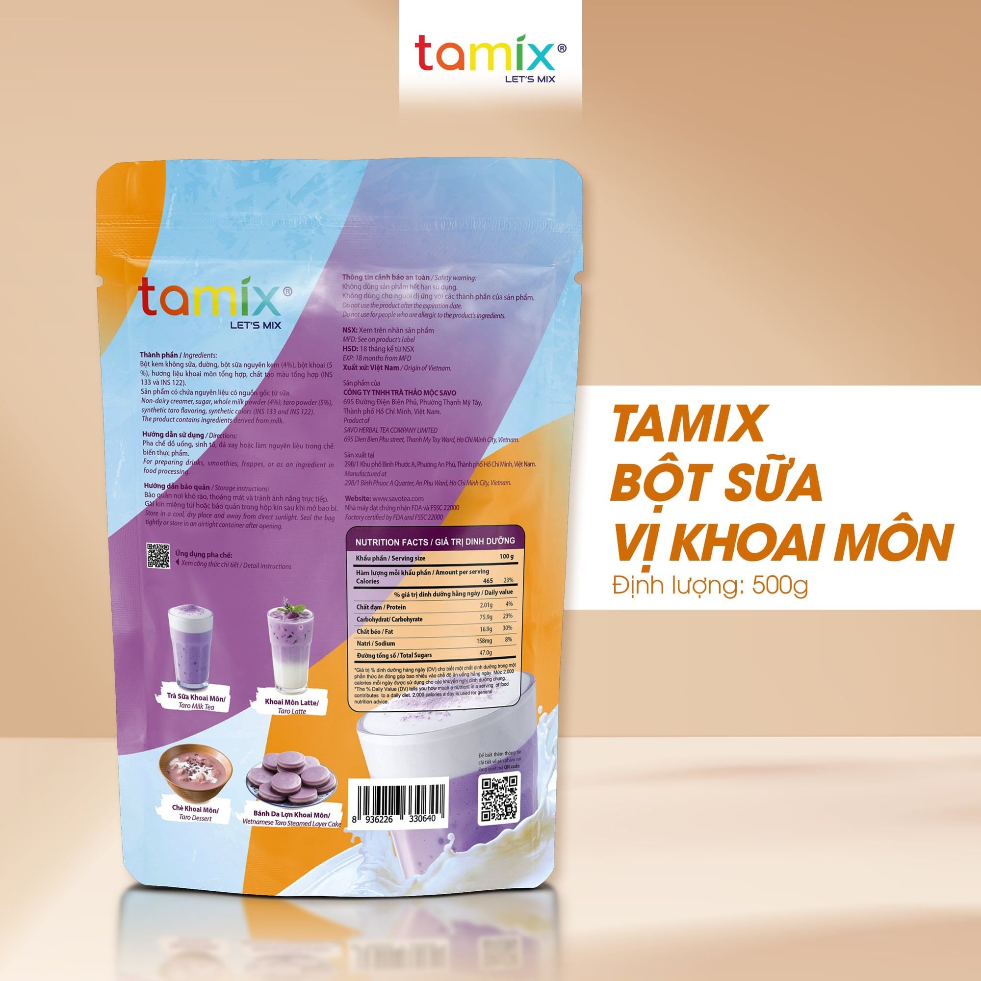  TAMIX BỘT SỮA VỊ KHOAI MÔN (500G) 