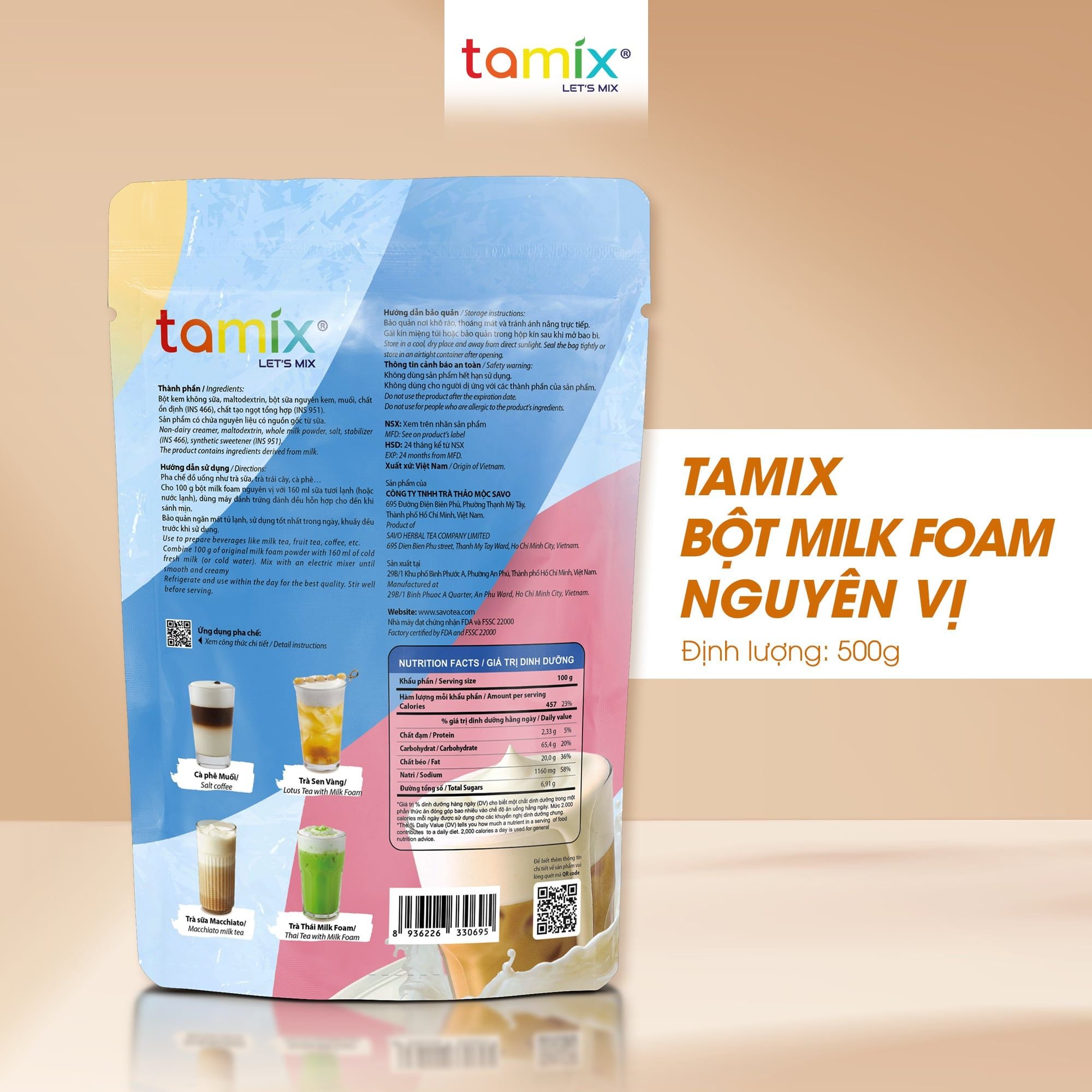  TAMIX BỘT MILK FOAM NGUYÊN VỊ (500G) 