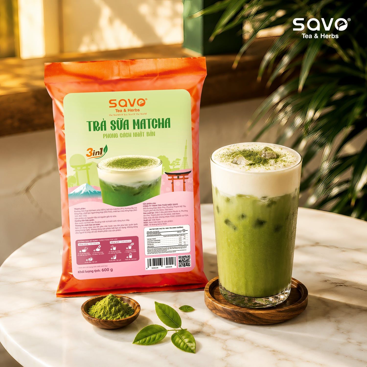  SAVO Trà Sữa Matcha (Túi 600g) 