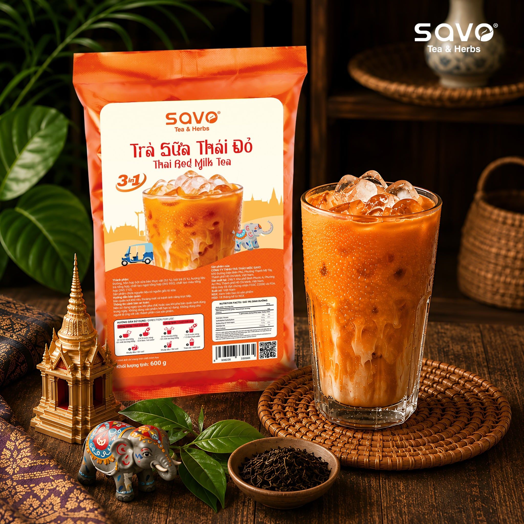 SAVO Trà sữa Thái Đỏ (Túi 600g) 