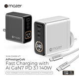  Bộ sạc kèm cáp PD140W MAZER Ai Prestige GaN 