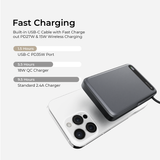  Pin sạc dự phòng không dây kèm cáp MAZER Qi2 15W/PD27W 10.000 mAh MagLink19 