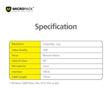  MicroPack Typer Webcam 720P HD MWB-16 