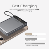  Pin sạc dự phòng không dây kèm cáp MAZER Ai Qi2 15W/PD30W 10.000 mAh MagLink70 