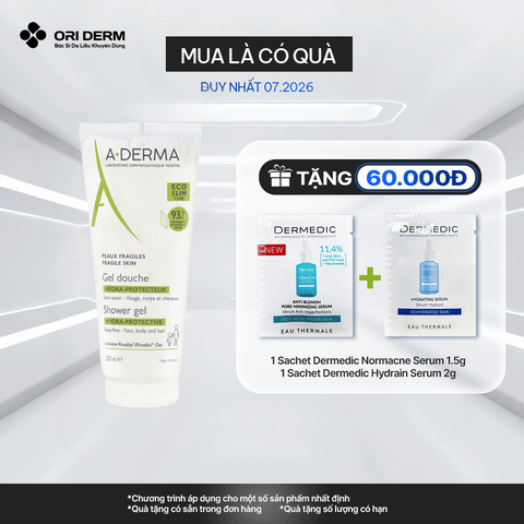 Gel rửa mặt và tắm Aderma Shower Gel Hydra-Protective 200ml 