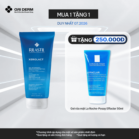  Gel rửa mặt và tắm toàn thân cho da nhạy cảm Rilastil Xerolact Cleansing 