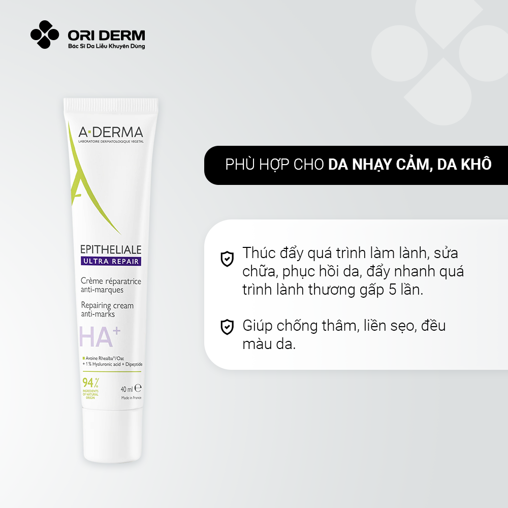  Kem dưỡng giúp làm dịu da A-DERMA EPITHELIALE ULTRA REPAIR REPAIRING CREAM ANTI-MARKS 40ml 