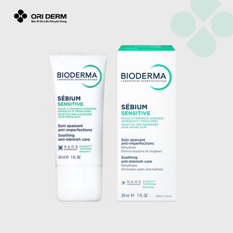  Kem dưỡng ẩm cho da nhờn mụn, nhạy cảm Bioderma Sébium Sensitive 30ml (màu xanh) 