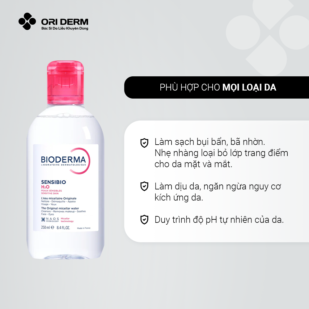  Nước tẩy trang cho da nhạy cảm Bioderma Sensibio H2O 