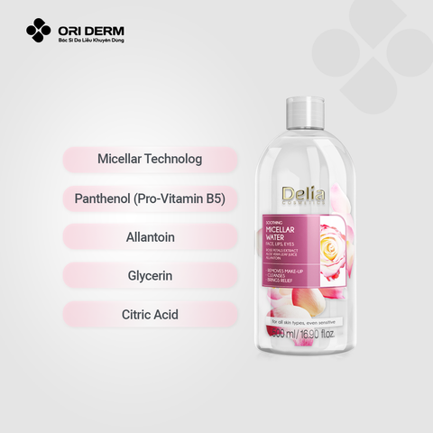  Nước tẩy trang làm sạch dịu da Delia Soothing Micellar Water 500ml 