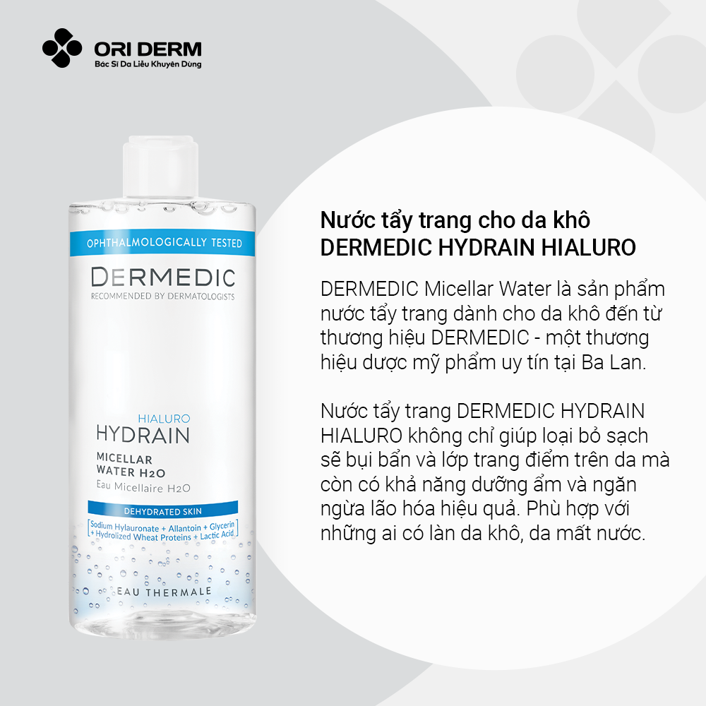  Nước tẩy trang DERMEDIC HYDRAIN3 HIALURO Micellar Water 500ml 