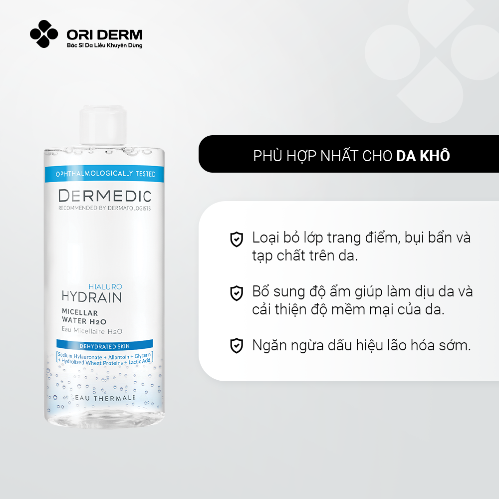  Nước tẩy trang DERMEDIC HYDRAIN3 HIALURO Micellar Water 500ml 