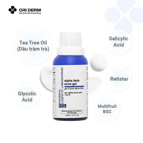  Gel giảm mụn kiềm dầu Fixderma FCL Alpha Beta Acne 30ml 