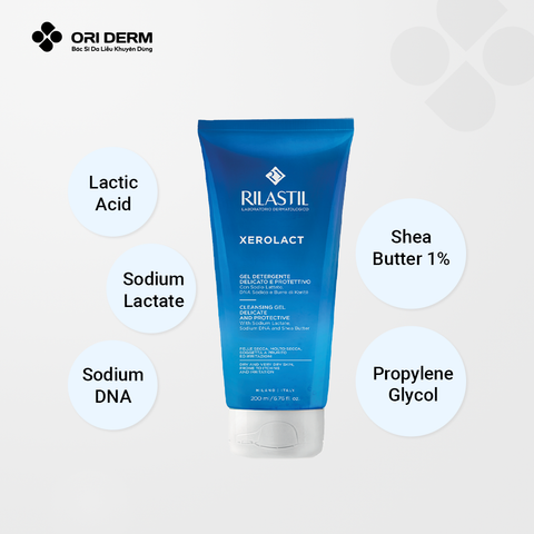  Gel rửa mặt và tắm toàn thân cho da nhạy cảm Rilastil Xerolact Cleansing 