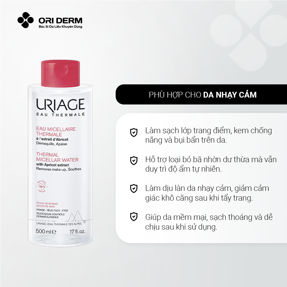  Nước tẩy trang làm dịu cho da nhạy cảm Uriage Thermal Micellar Water 500ml 