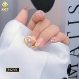  Nhẫn nam nữ titan SST vát cạnh phối viên Đá nhỏ N288 