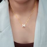  Dây Chuyền Titan SST Chữ H màu trắng thanh lịch Không Đen Gỉ VC463 