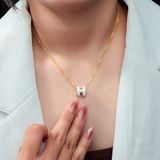  Dây Chuyền Titan SST Chữ H màu trắng thanh lịch Không Đen Gỉ VC463 