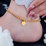  Lắc chân Titan SST Dây bi mặt tim khắc chữ Forever Love thanh lịch Không Đen Gỉ LC07 