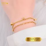  Lắc tay Titan cao cấp xích phối charm vuông Không đen gỉ LT81 