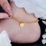  Lắc chân Titan SST Dây bi mặt tim khắc chữ Forever Love thanh lịch Không Đen Gỉ LC07 