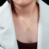  Dây chuyền Titan SST Mặt thỏ con trong vòng tròn dễ thương đính đá Không Đen Gỉ VC396 