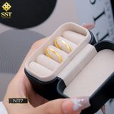  Nhẫn nam nữ titan SST vát cạnh phối viên Đá nhỏ N288 