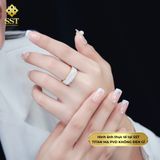  Nhẫn nữ Titan SST Official Store bảng lớn đính đá full sang trọng đi tiệc Không Đen Gỉ N117 