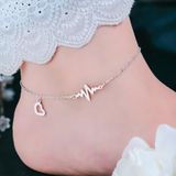  SST Official Lắc Chân Titan Không Gỉ "Nhịp Tim" Phối Charm Trái Tim Nữ Tính (LC44) 