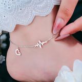  SST Official Lắc Chân Titan Không Gỉ "Nhịp Tim" Phối Charm Trái Tim Nữ Tính (LC44) 