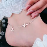  SST Official Lắc Chân Titan Không Gỉ "Nhịp Tim" Phối Charm Trái Tim Nữ Tính (LC44) 