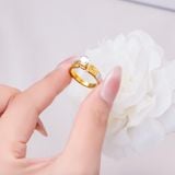  Nhẫn Titan SST Kiểu đi tiệc phối đá sang trọng Không Đen Gỉ N221 