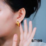  Bông tai khoen mạ vàng sáng bóng,chất liệu titan không rỉ BT199 