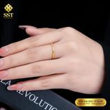  Nhẫn Titan SST Kiểu dáng mảnh thanh lịch đính đá lấp lánh Không Đen Gỉ N04 