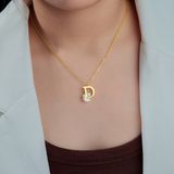  Dây chuyền Titan SST Mặt chữ D lồng viên đá lấp lánh Không Đen Gỉ VC376 