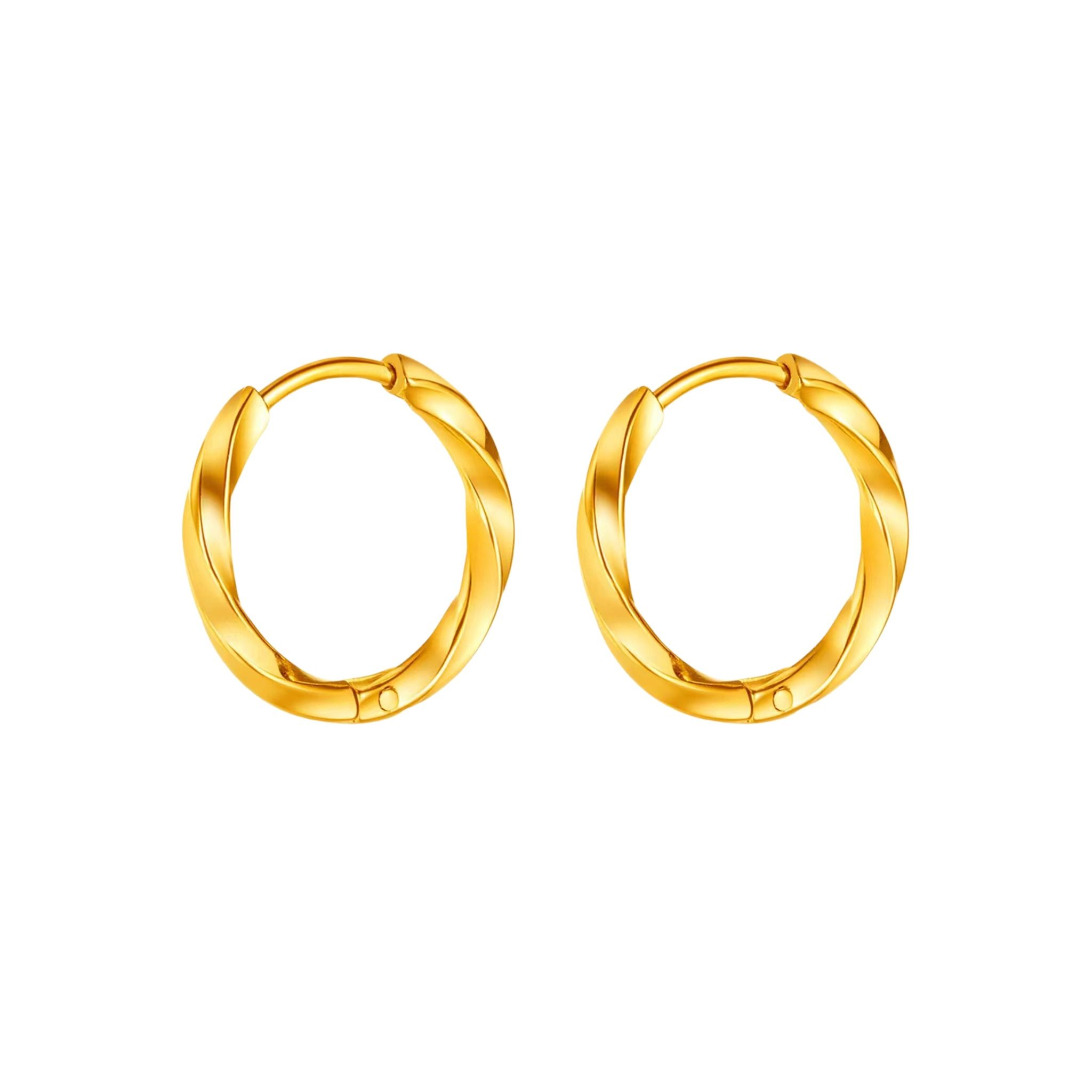  Bông tai Unisex Titan SST Official Kiểu xoắn trơn basic cá tính Không Đen Gỉ BT96 