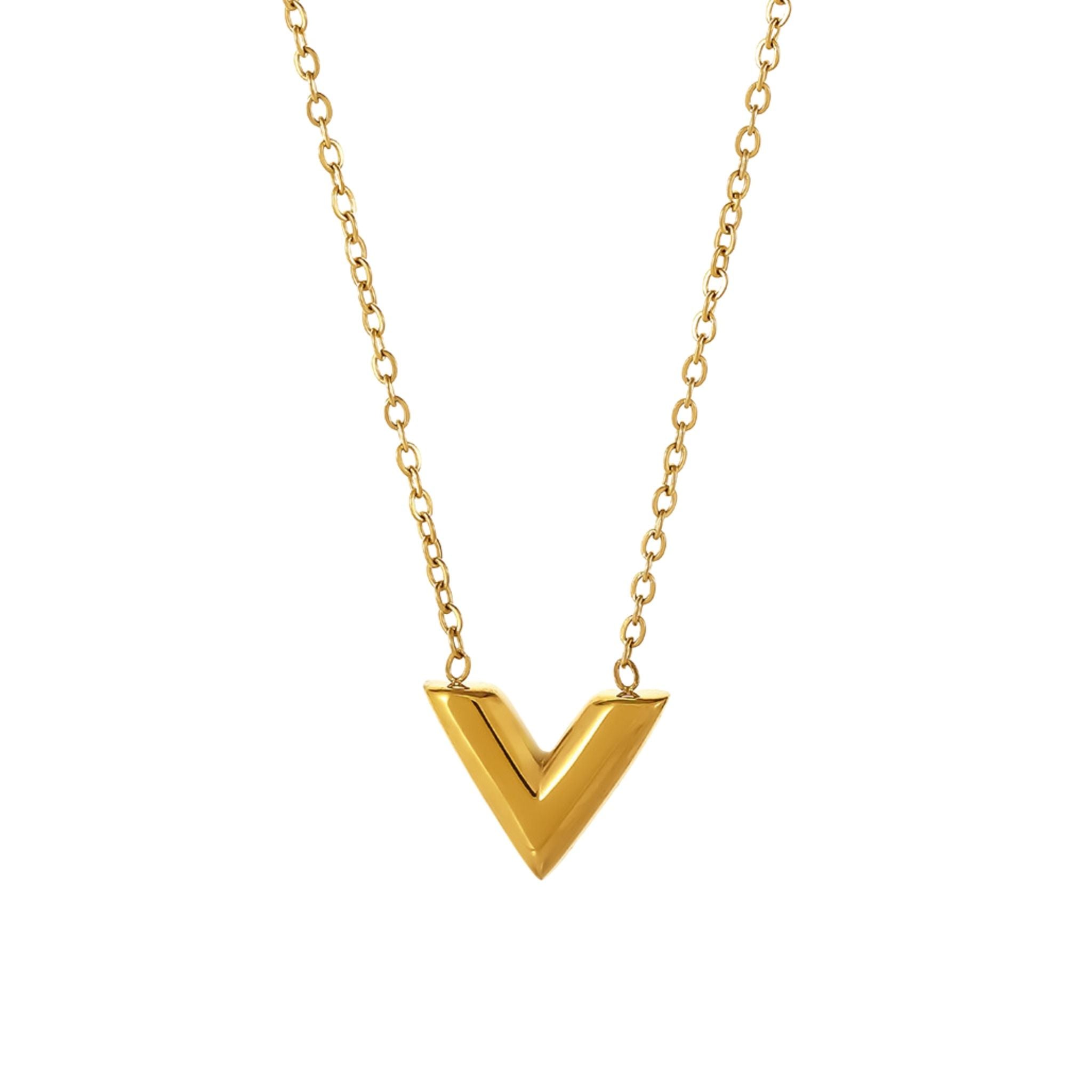  Dây chuyền Titan SST Official Store Mặt chữ V thanh lịch Không Đen Gỉ VC148 