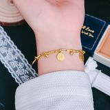  Lắc tay Titan SST Official Store Xu vàng mini phối bi tròn thanh lịch Không Đen Gỉ –  LT167 