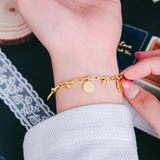  Lắc tay Titan SST Official Store Xu vàng mini phối bi tròn thanh lịch Không Đen Gỉ –  LT167 