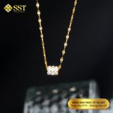  Dây chuyền titan SST lá me mặt bi lu thống full Đá VC556 