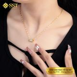  Dây chuyền titan SST lá me mặt bi lu thống full Đá VC556 